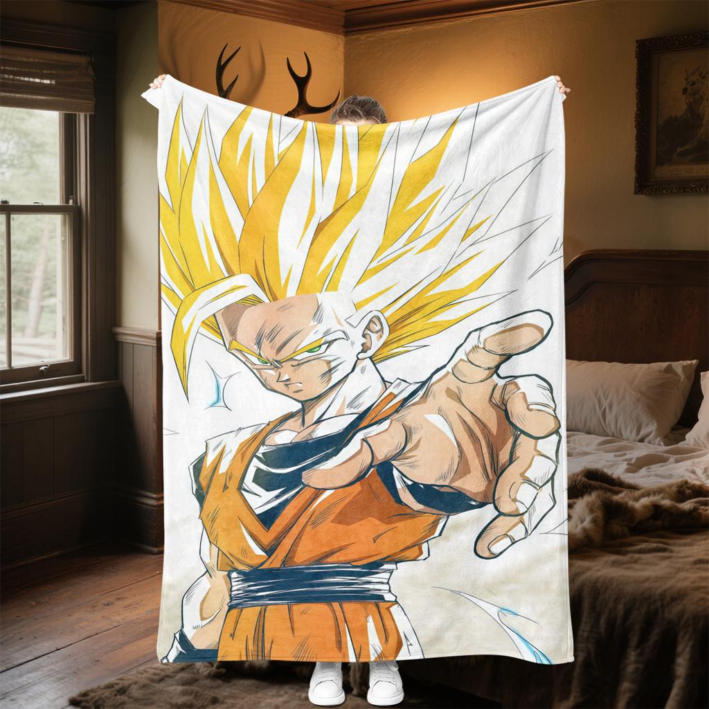 1 Stück Vegito Aufdruck Flanelldecke, Hohe Qualität für alle Jahreszeiten, Heimdekoration, Wärme und Komfort, Perfekt für Weihnachtsgeschenke