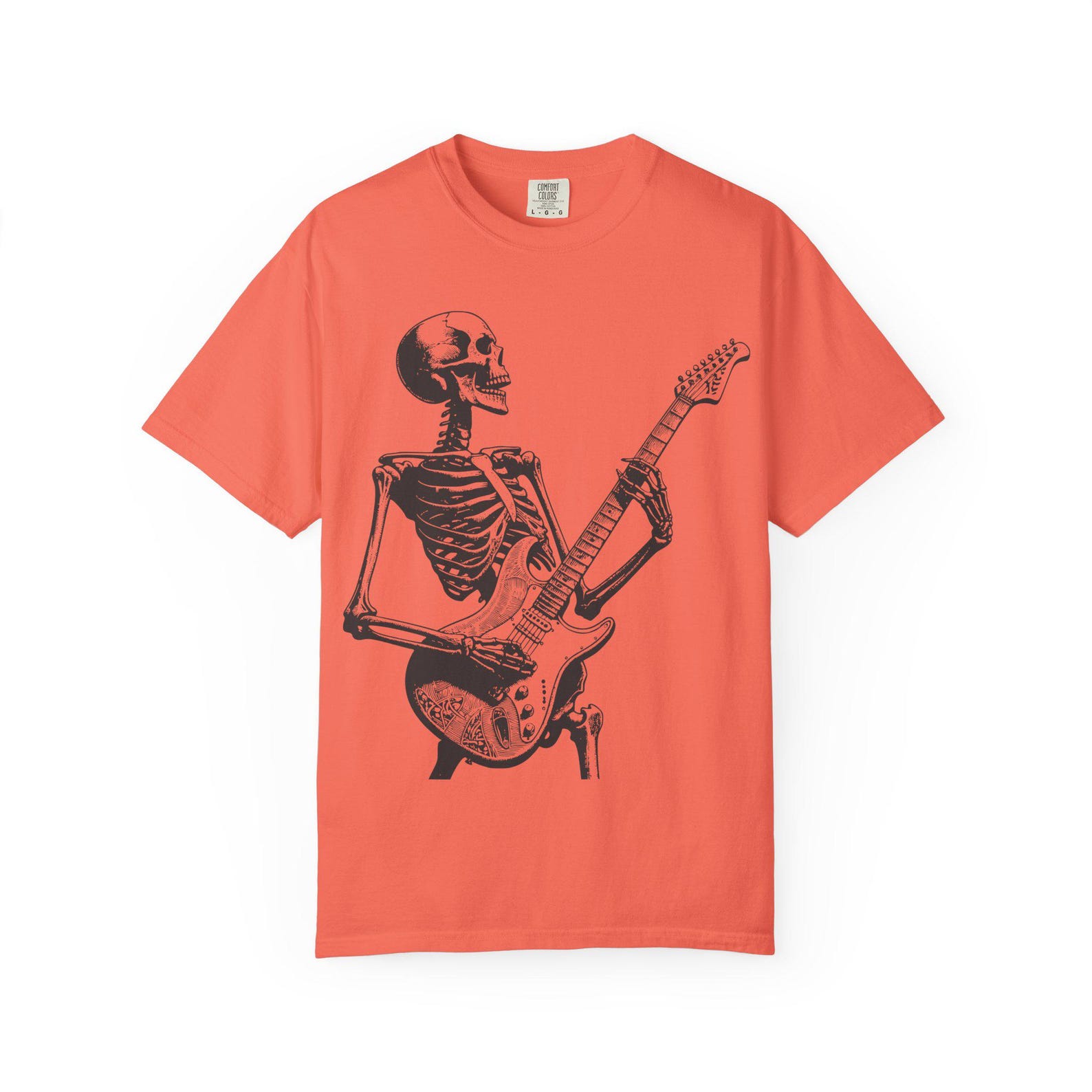 Skeleton Guitarist Graphic Tee: Vintage Halloween Concert Shirt S