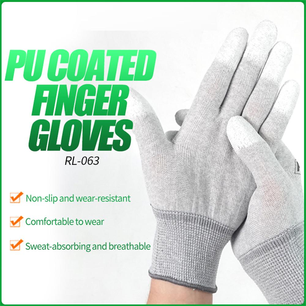 RELIFE RL-063 1 Pair Anti Static Gloves PU Coated Fingertips Electronic Assembly Mittens
