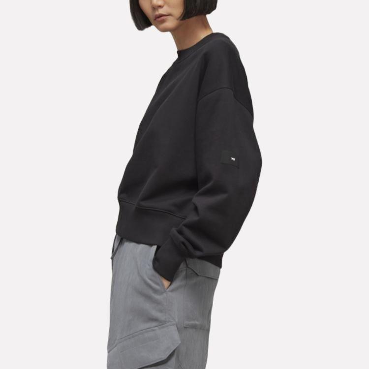 Y-3 SS23 Moletom de Cor Sólida com Gola Redonda e Manga Longa Unissex Preto H44791