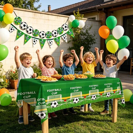 Soccer Birthday Party Decoration 10 Guest Disposable Dinnerware with Tablecloth Paper Plates Cup Napkin