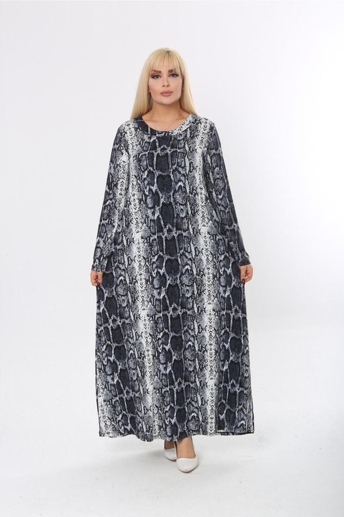 Damen Große Größen Kleid Plus Size Langarm (Geeignet für Hijab) Langes Kleid aus gekämmter Viskose