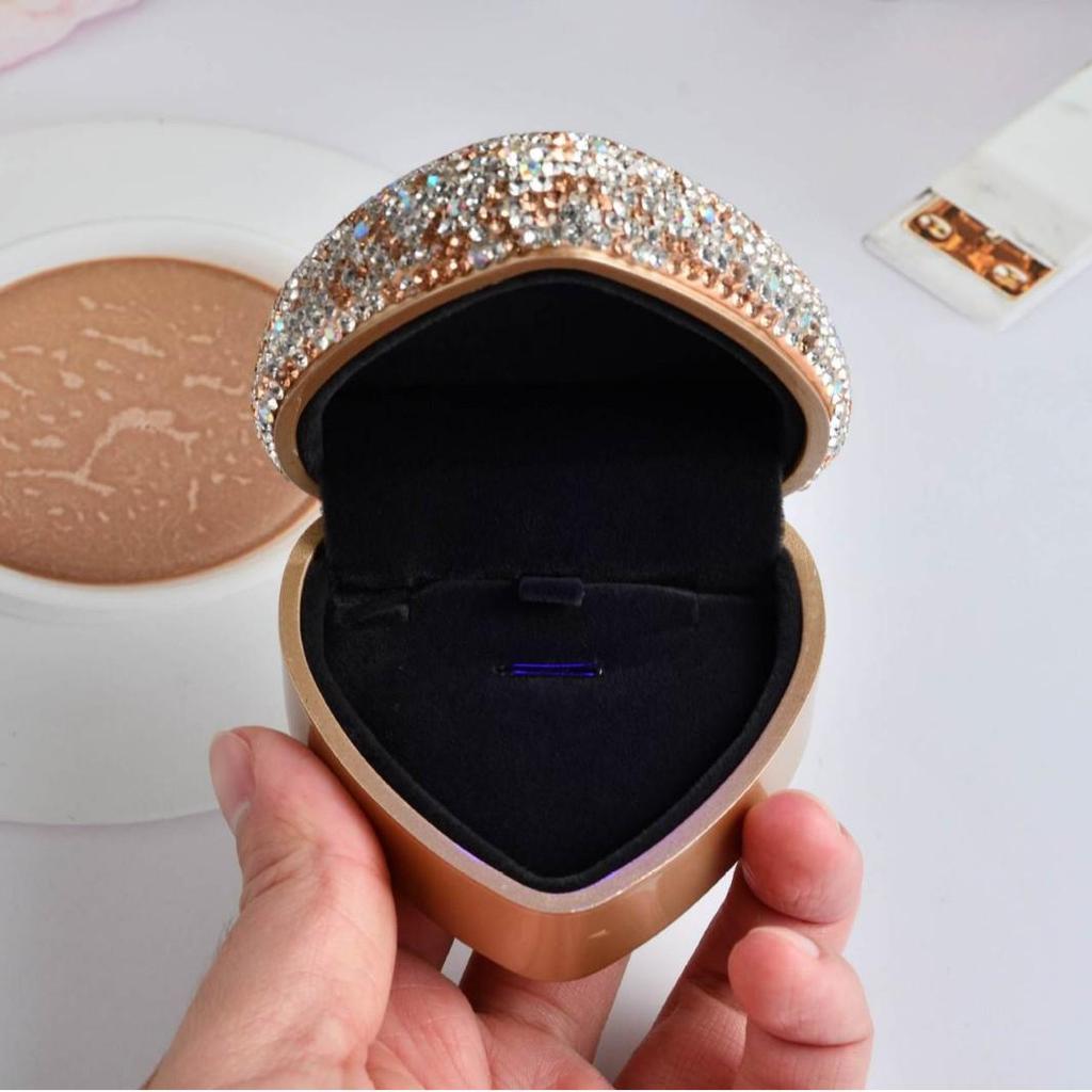 Luxury Diamond-Studded Heart LED Jewelry Pendant Box for Necklace, Earrings, or Ring