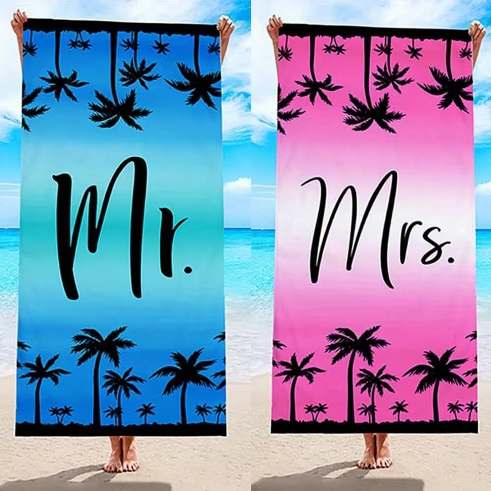 Beach Theme Beach Towel Starfish Shell Printing Microfiber Quick Drying Absorbent Large Bath Towel