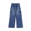 LAP Cargo Wash Contrast Drawstring Long Wide Pants Aq1Dp265