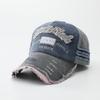 Bent-brimmed Hat, Old Letter Cap, Embroidered Ripped Baseball Cap, Men's American Sunshade, Sunscreen Hat, Women's