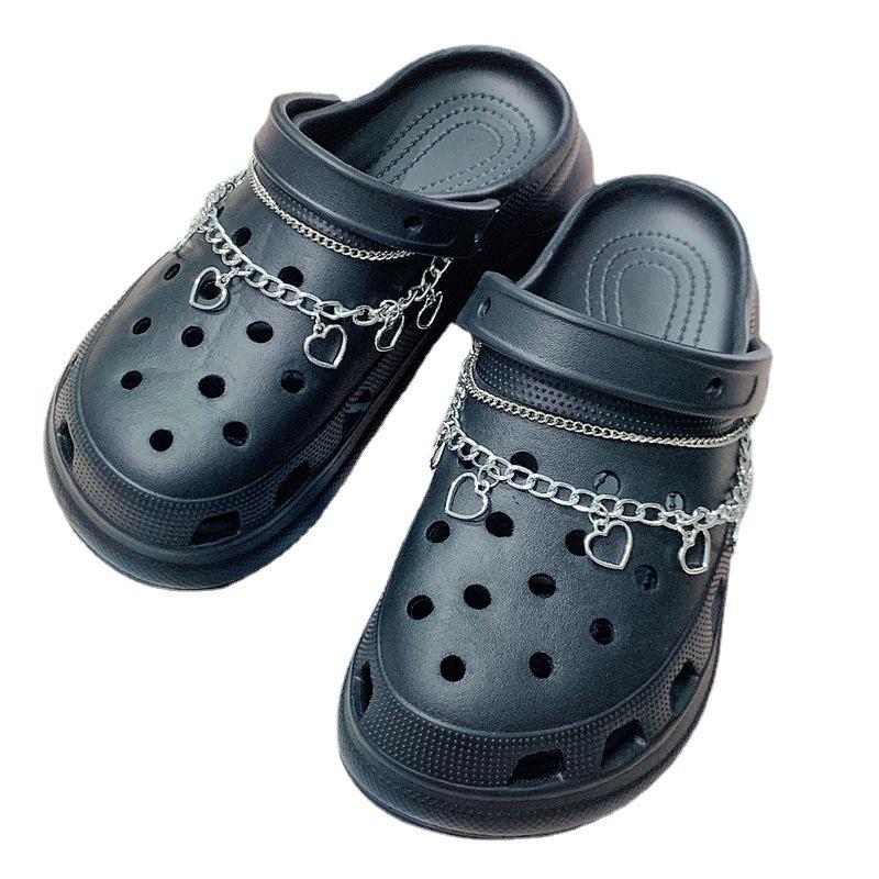 New fit hole shoes DIY decoration fashionable versatile heart-shaped silver chain set accessories shoe buckle