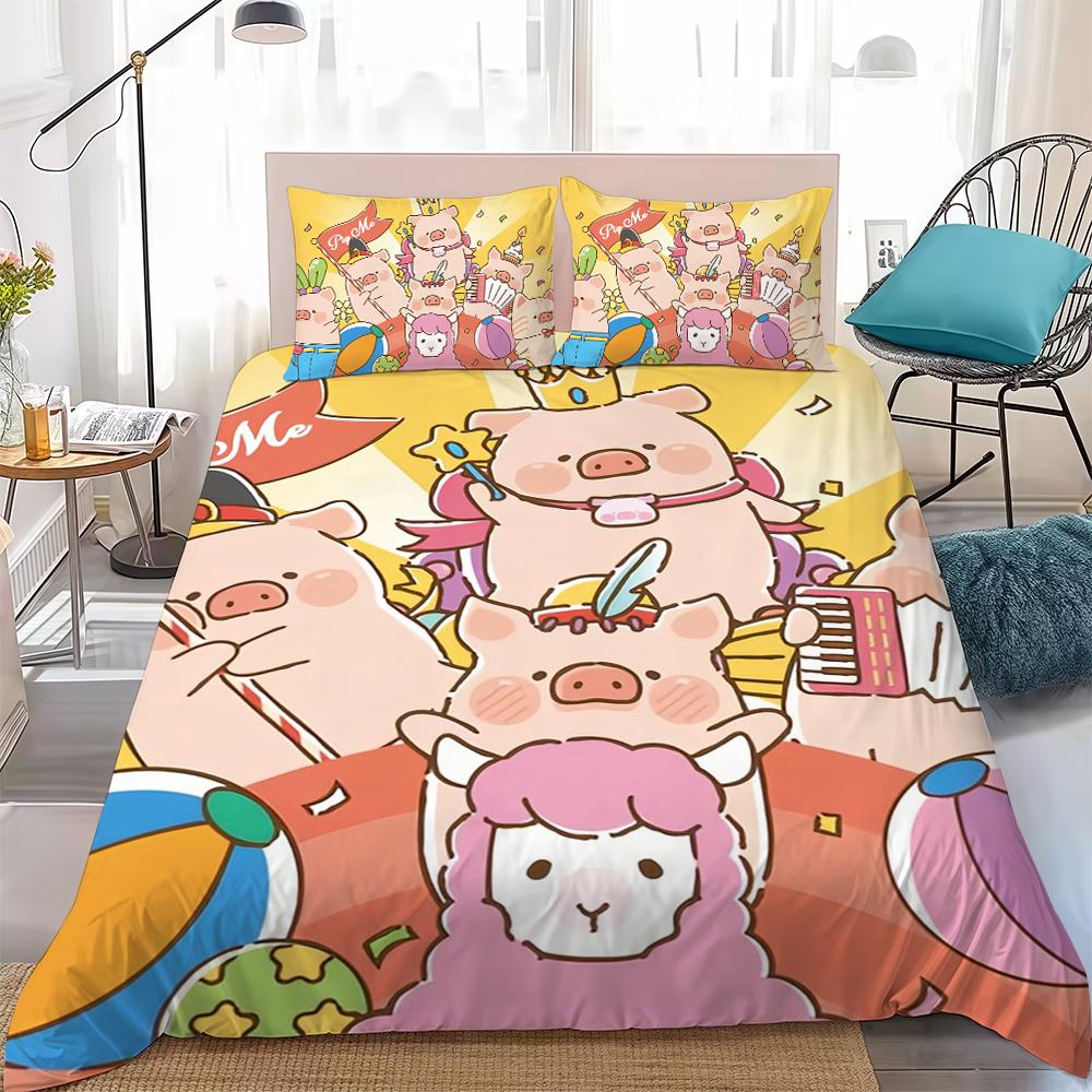 Cute L-Lulu The Piggy Duvet Cover Set Soft Wash Bed 3 Piece Summer Comfortable Student Dormitory Home Baby Bedding Best seller