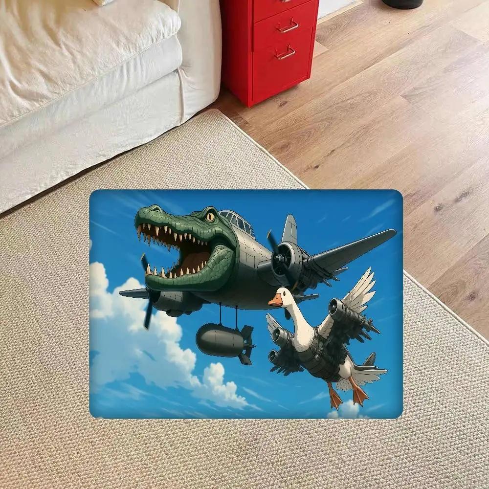 Crocodile Plane Carpet Mat Rug Italian Brainrot Anthropomorphic Animal Home Decoration Cartoon Creative Floor Mat Door Mat Home 30x50cm