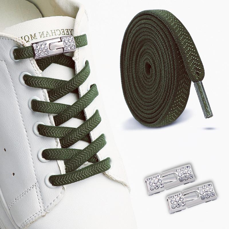 No Tie Elastic Shoelaces Sneakers Laces with Diamond Cross Locks for Kids Adults Rubber Bands Shoe Laces 1 Pair/2 Pair