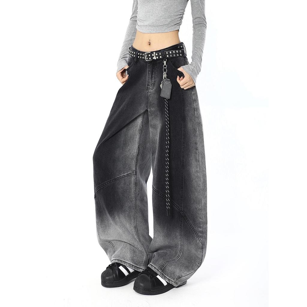 Women's Autumn Retro Gradient Wide-Leg Jeans