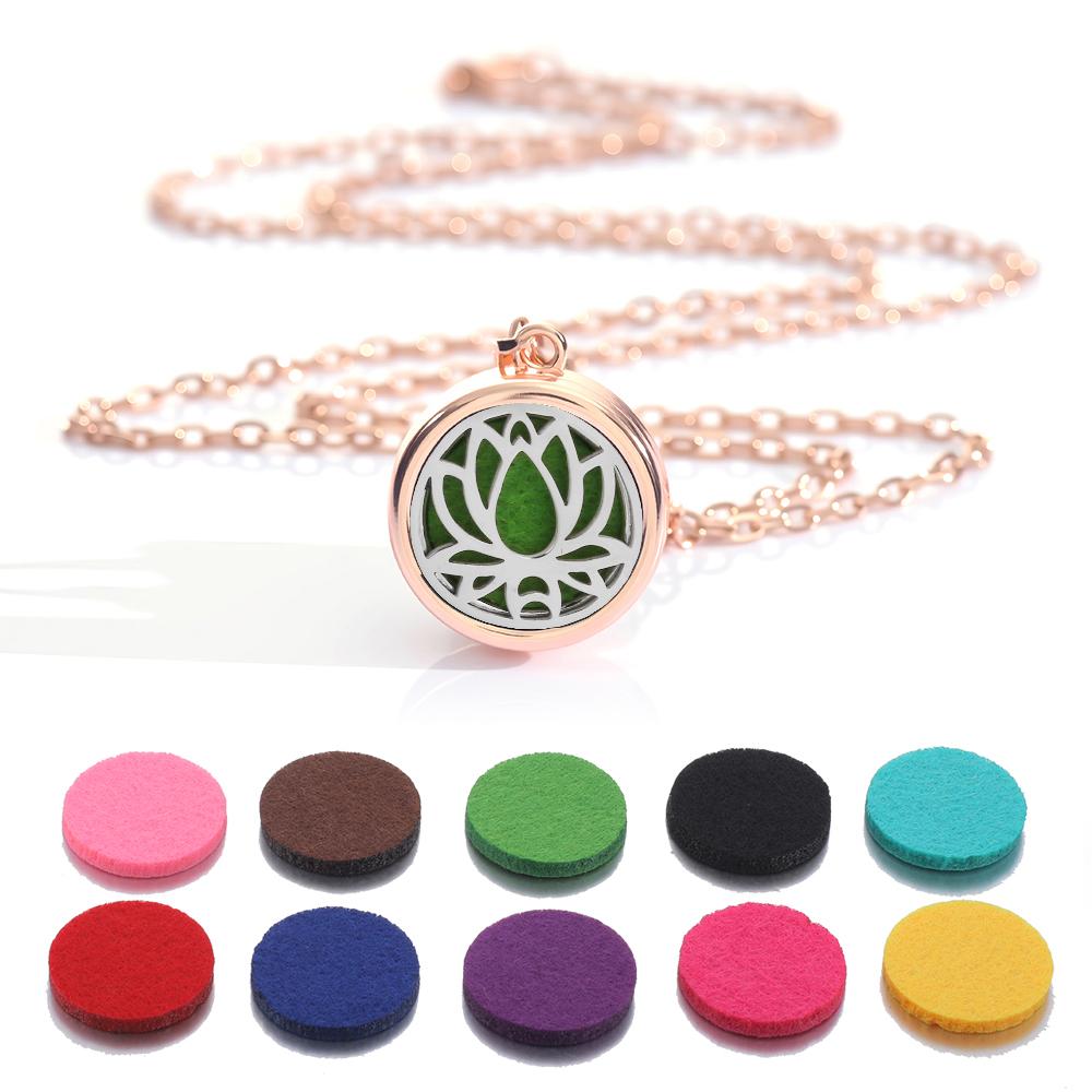 New rose gold Tree Of Life Aromatherapy Perfume Locket Fashion Essential Oil Diffuser Necklace For Women Pendant Jewelry Gift