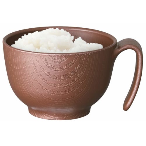 Skater Rice Bowl, Wood Grain, Fluffy Lid, Handle, Brown, Made in Japan, 370ml NBLS1HF