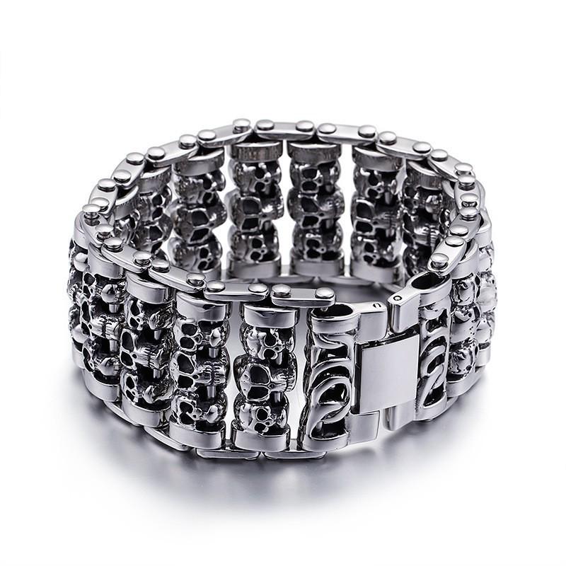 Men's Titanium Steel Skull Punk Bracelet Jewelry Accessory