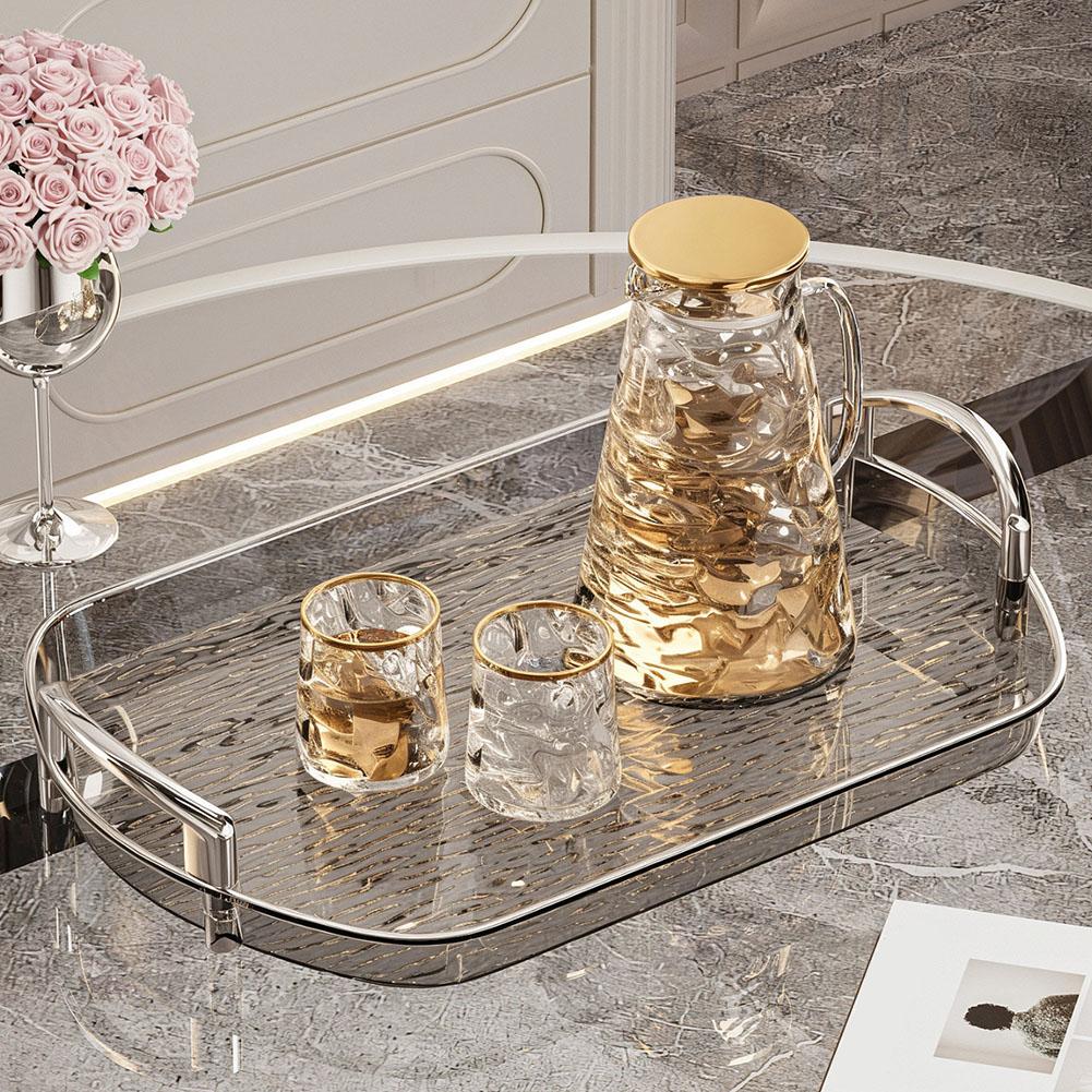 Food Platter Clear Plastic Serving Tray With Handles Versatile Dining Tea Serving Platter For Home Restaurant Cafe Decorate Tray