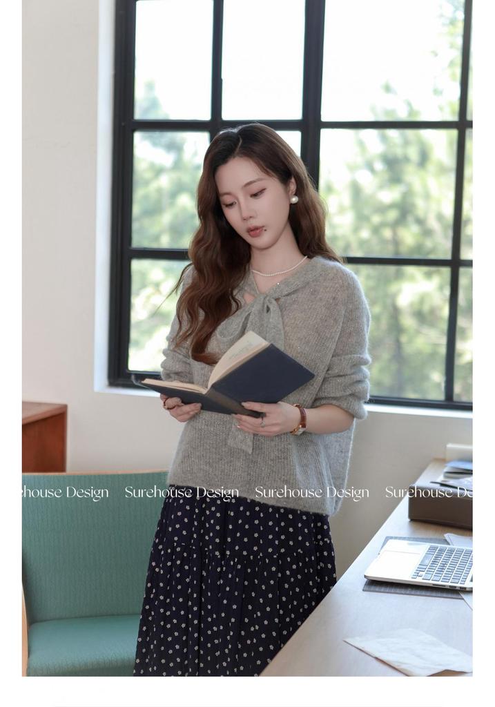 Silver Star Willow Catkins Mohair & Alpaca Ribbon Sweater Top for Women - Autumn/Winter Collection (30 Sticks)