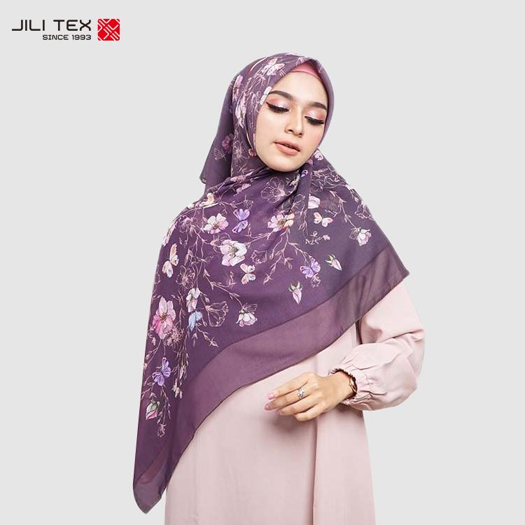Excellent Voile Scarf Digital Printed Hijab Bwal Voile Scarf Poly Cotton Voile Scarf фиолетовый