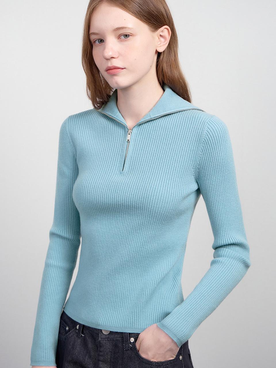 Sistina Wool Ribbed Half-Zip Knit_Askpoo41780 Ivory/77
