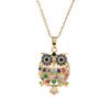 Exquisite Small Batch Colorful Zircon Owl Pendant Necklace Animal Shape Titanium Steel Collarbone Chain Fashion Versatile Women's Jewelry