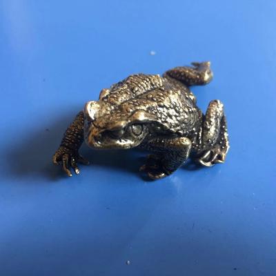 Solid Brass Toad Figurines Miniatures Tea Pet Table Toy Ornament Decoration Crafts Accessories Lucky Copper Animal Statues Decor