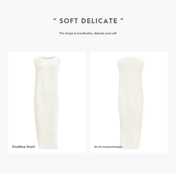 Women's Spring/Summer 2025 Sleeveless Slim Fit Pleated Dress In New French Style