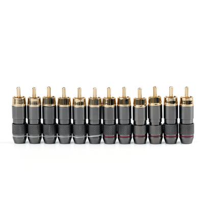 Bruce Shark Copper and Brass RCA Audio Video Adapter Connectors & 12-Piece Gold-Plated Plugs, Gold-Plated