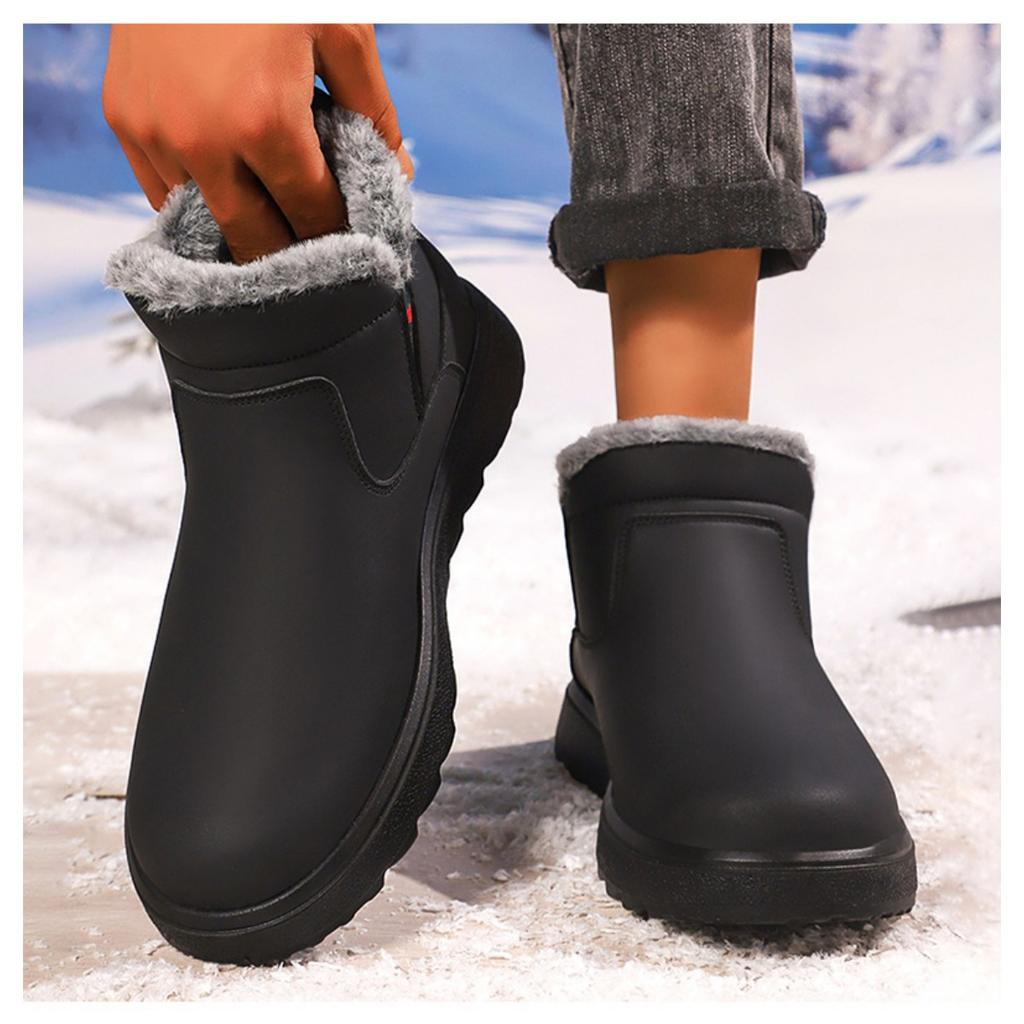 Men's Cotton Shoes with Thick Winter Plush Lining, One Foot Outdoor Anti Slip Snow Boots