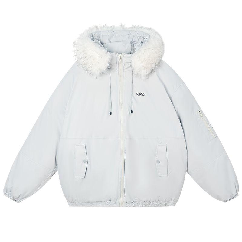 Womens Oversized Hooded Puffer Coat With Faux Fur Collar Winter Warm Thick Cotton Jacket Loose Fit Casual Outdoor