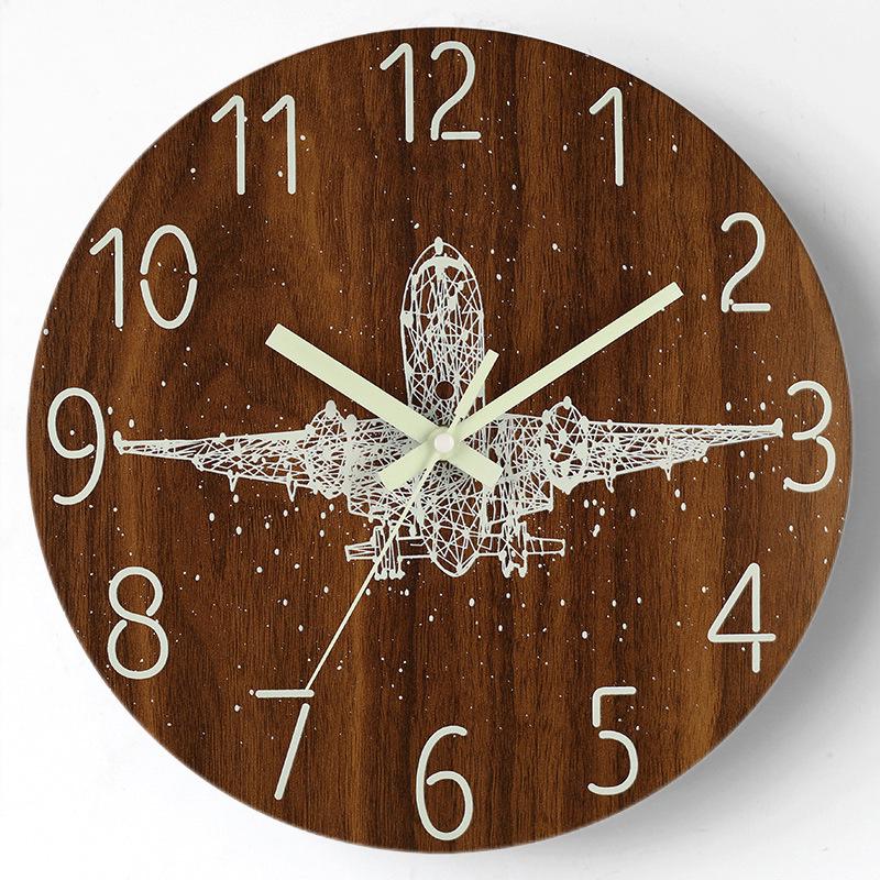 12" Luminous Silent Quartz Wall Clock - Creative Wooden Design for Living Room