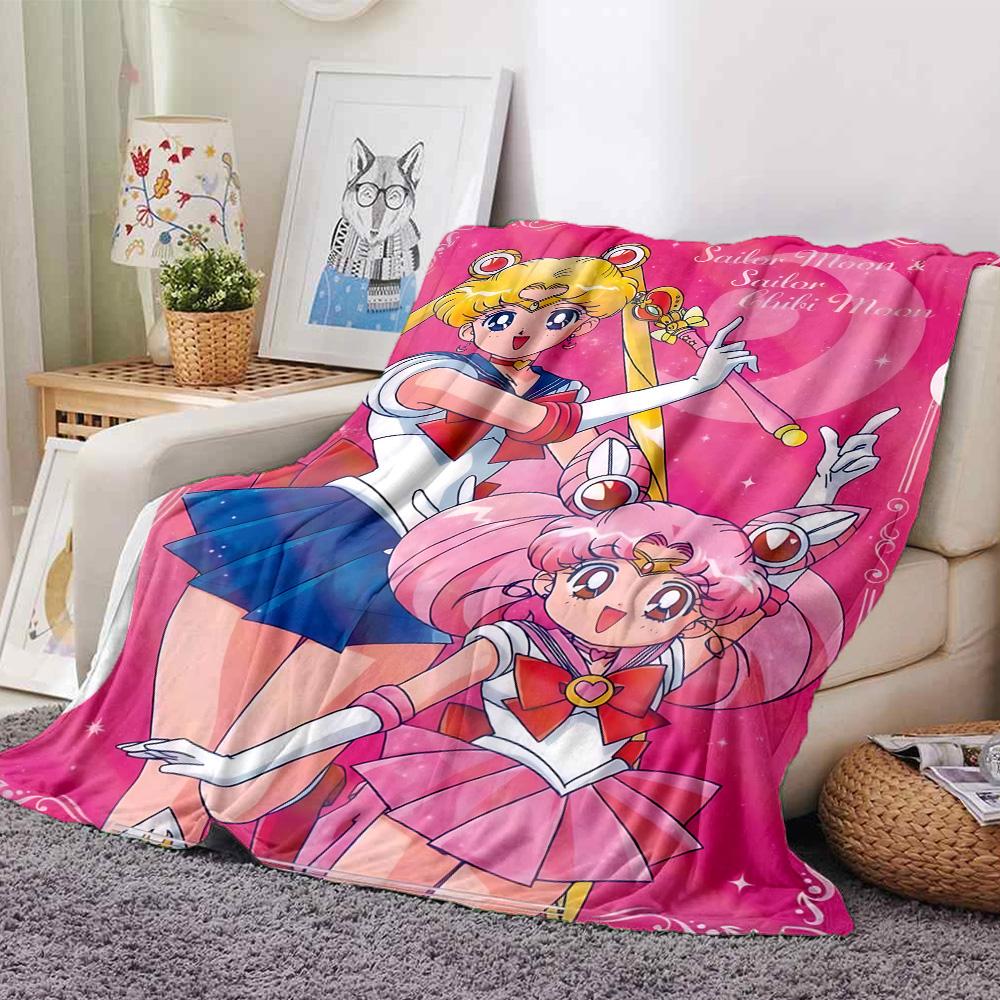 1pc Sailor Moon Adventure Flannel Blanket for Super Soft Cute Comfort Blanket for Travel Bedding Couch Sofa Blanket Y73022