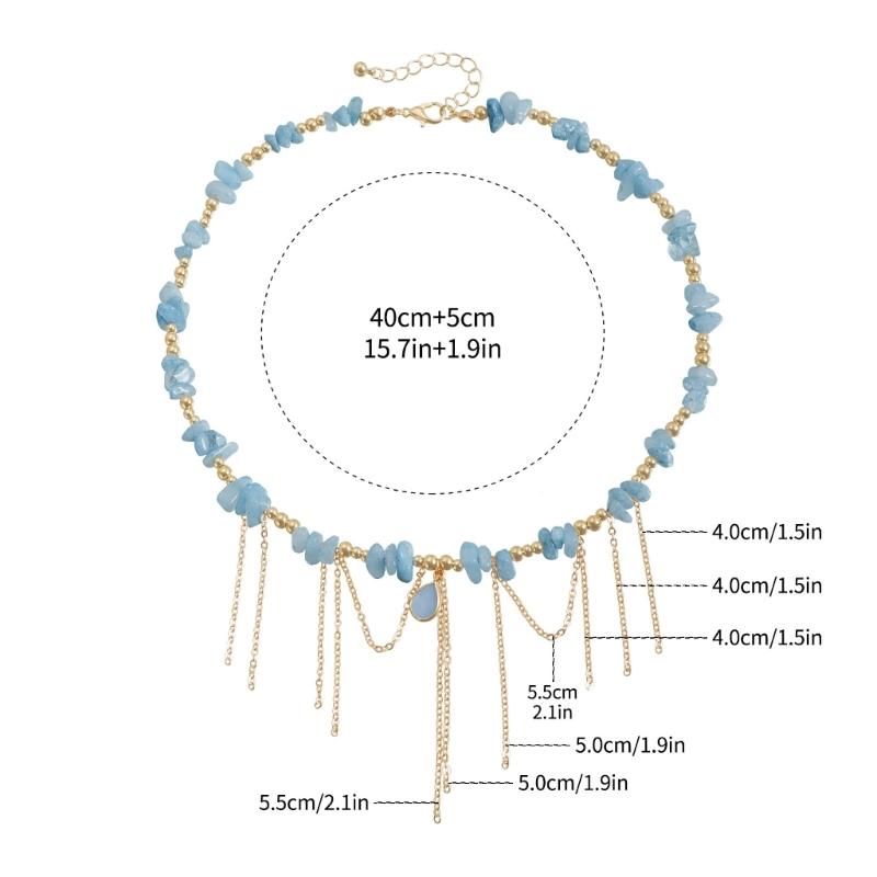 Dainty Waterdrop Crystal Pendant Necklace Adjustable Clavicle Chain with Movable Tassels Detailing And Pearls Accent
