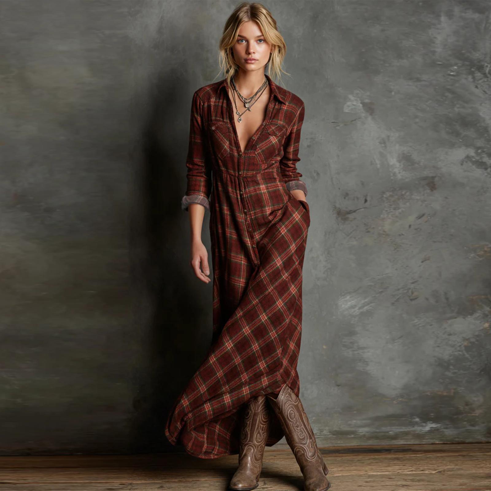 Women s Fashionable Long-sleeved Elegant Dress S