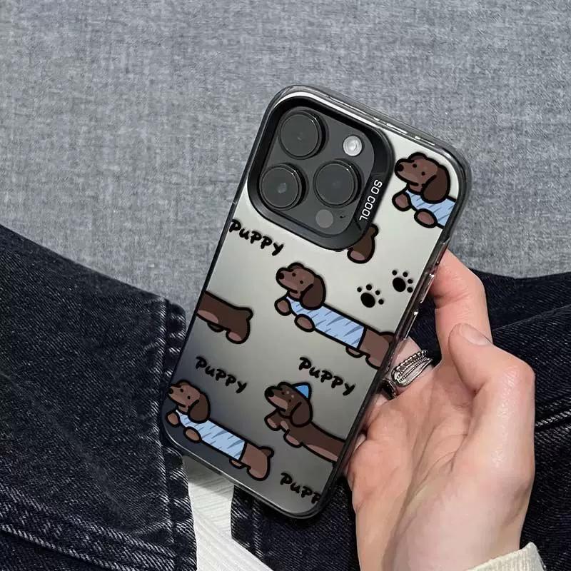 Cute Dachshund Puppy Phone Case, Cartoon Sausage Dog Shockproof Cover for iPhone