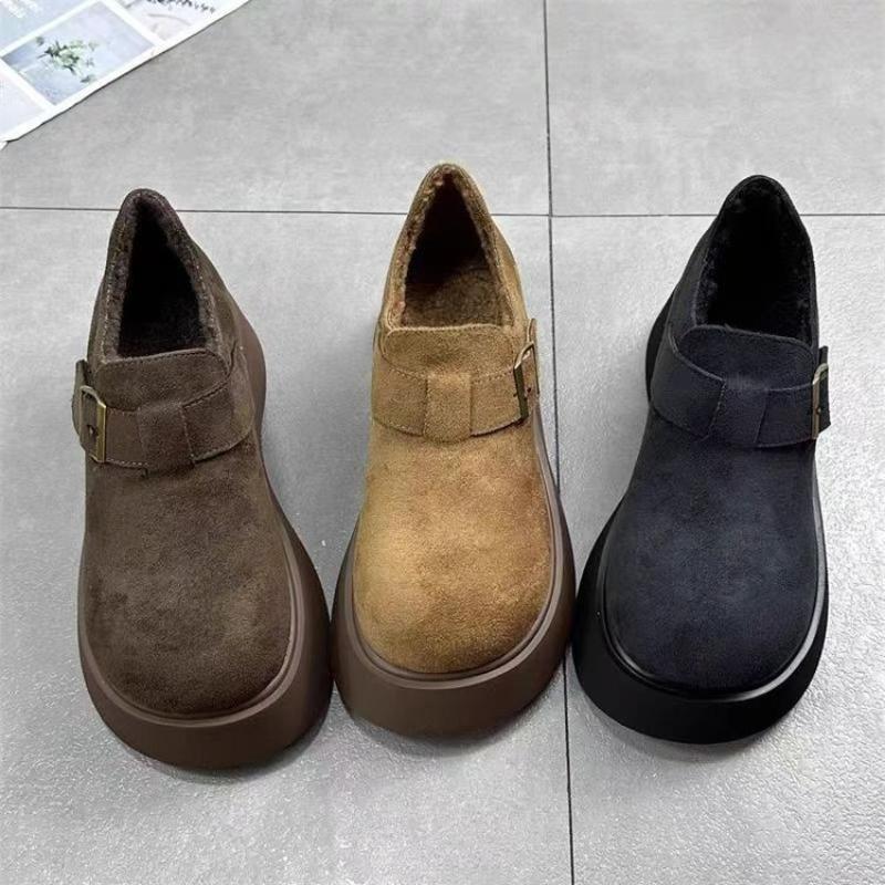 Women's Snow Boots Round Toe Fleece Lined Thick Bottom Platform Shoes Rubber Sole Summer Casual Solid Color Adult Footwear