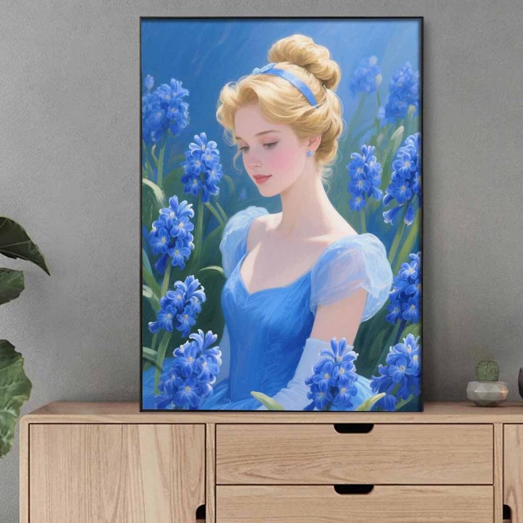 Diamond Mosaic Colorful Diamond Painting The Princess In The Flower Bed Full Round Embroidery Cartoon Creative Hobbies Wall Decor