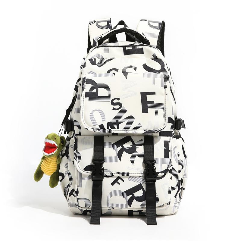 Large Capacity Letter Printed Student Schoolbag Men s Backpack