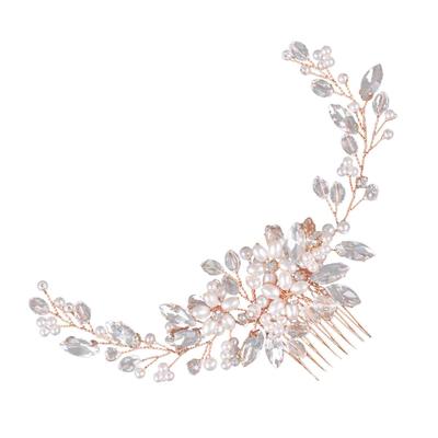 Crystal Pearl Bride Wedding Hair Comb Elegant Bendable Pearl Hair Pieces Bridal Wedding Hair