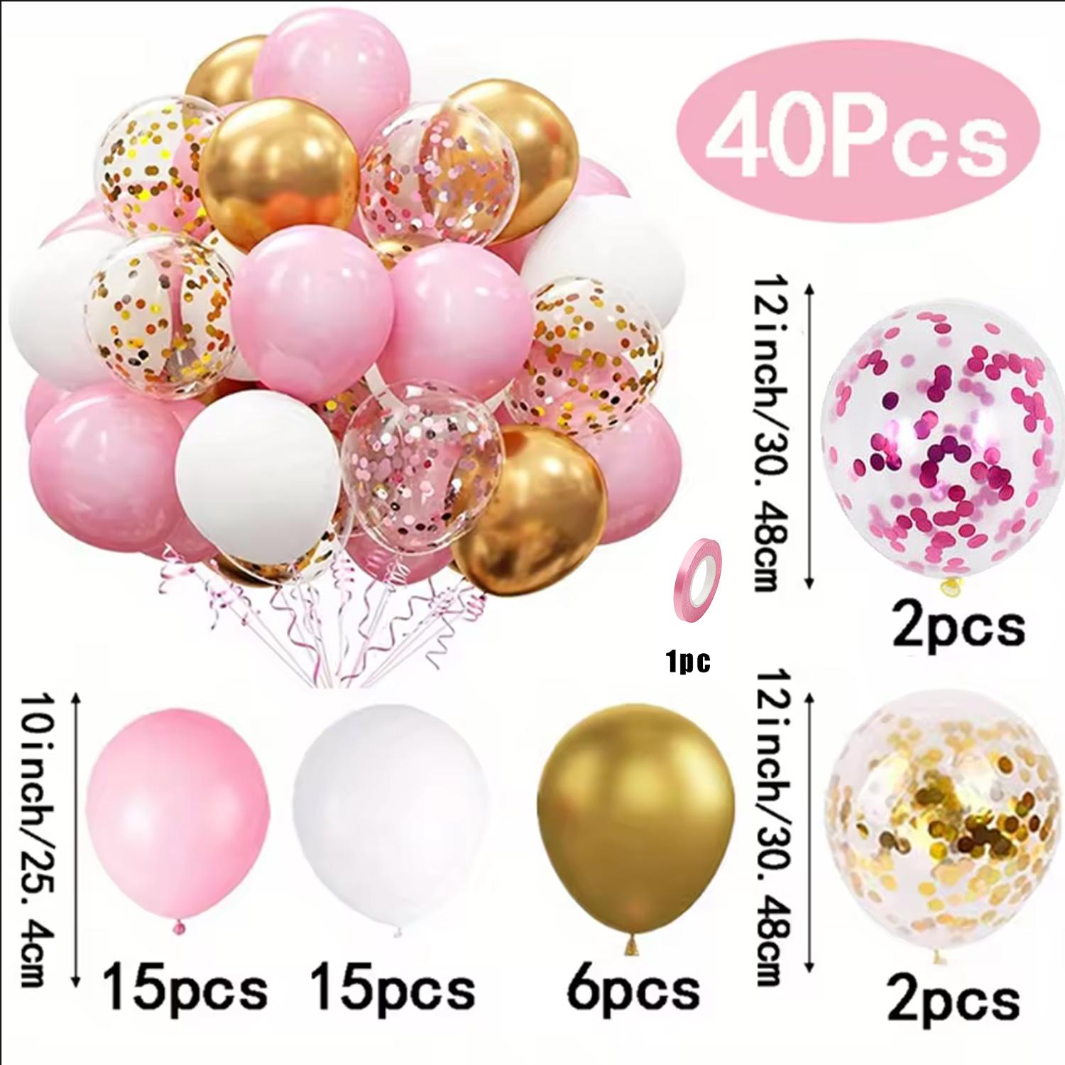 40Pcs Pink Golden White Confetti Balloons Set Decoration Balloons Party Wedding Birthday Decoration Supplies Other
