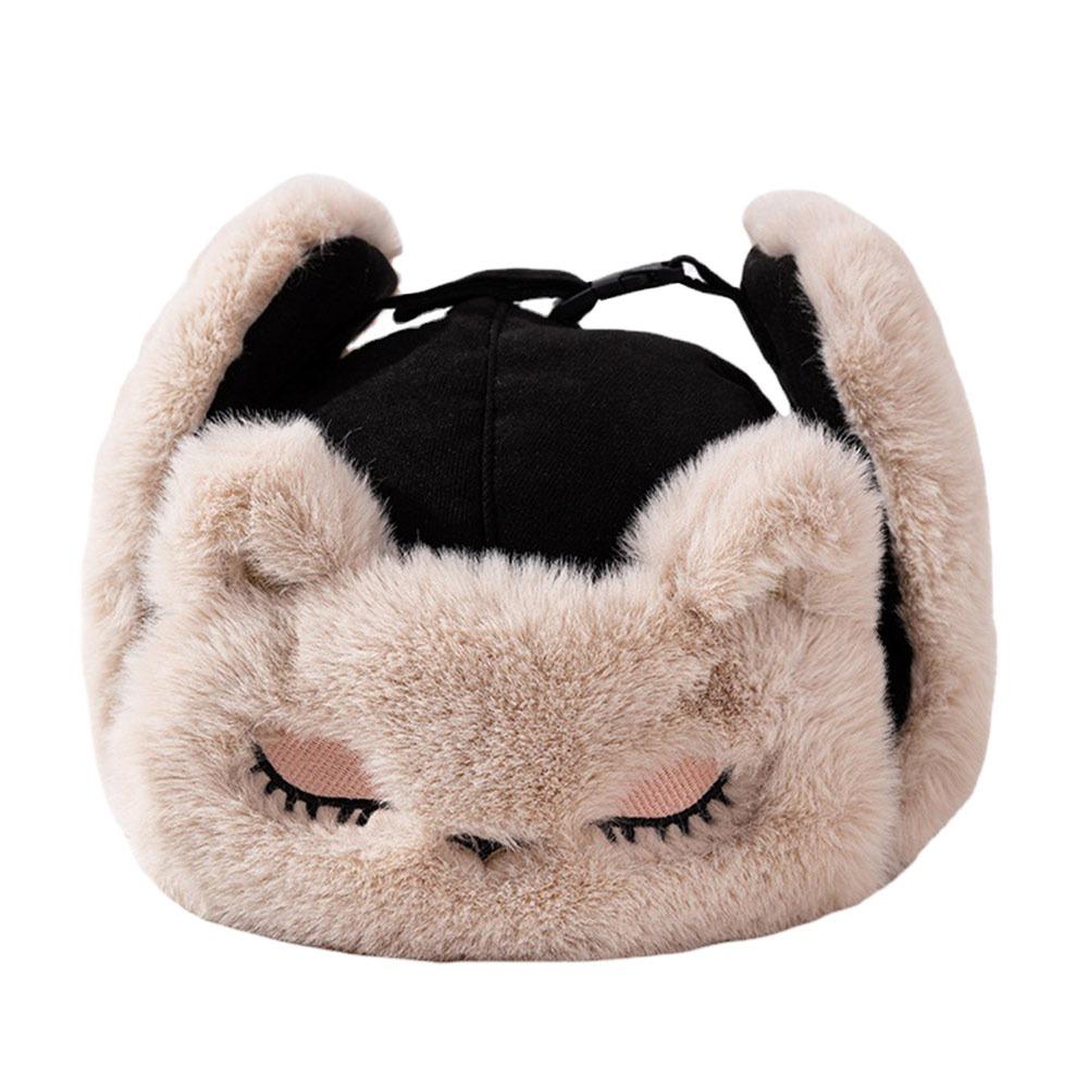 Outdoors Cute Fox Bomber Hat Thick Warm Winter Cap Plush Cartoon Earflap Bonnet for Women