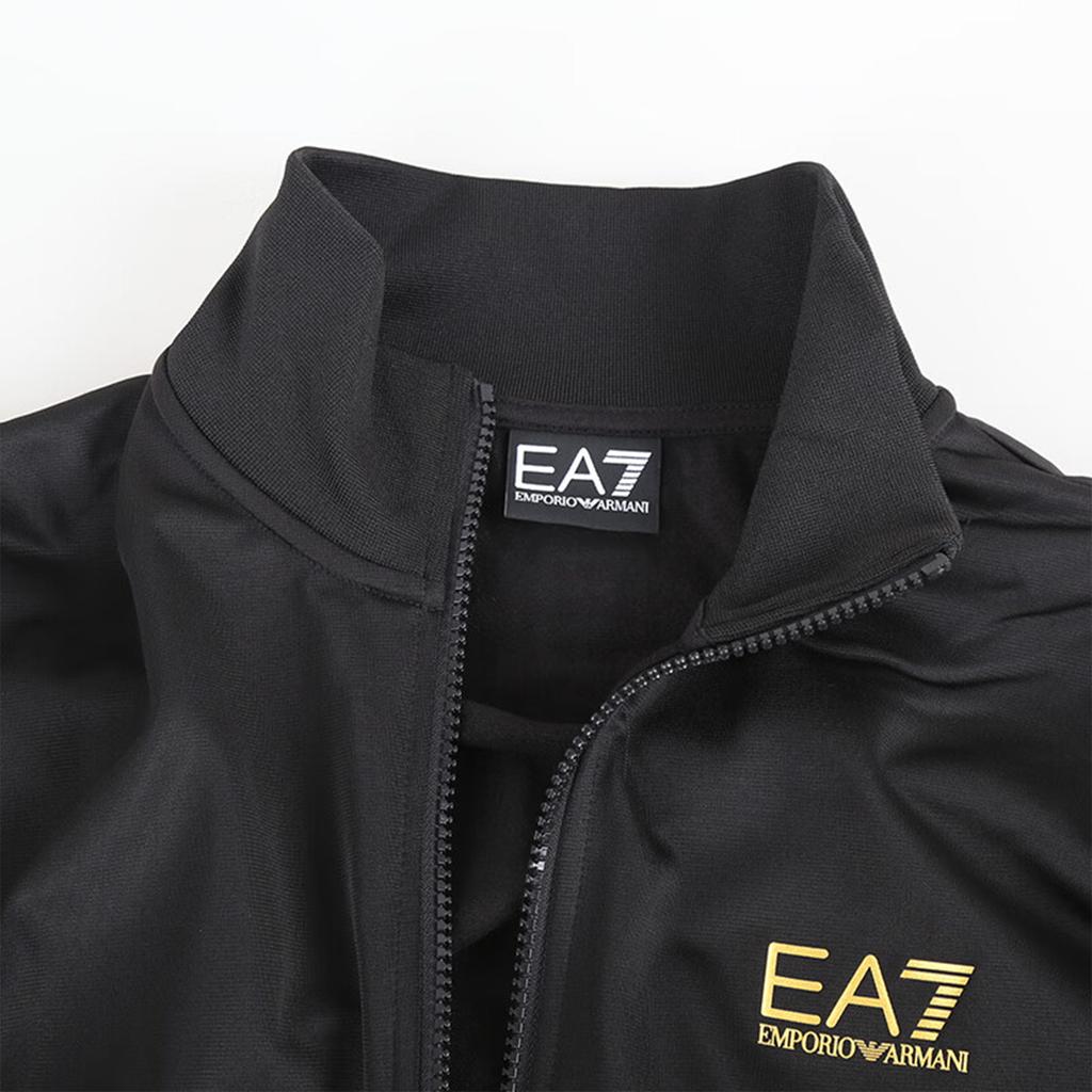 Emporio Armani EA7 Solid Color Zip-Up Long Sleeve Casual Sports Suit Men Suits Black 8NPV65-PJHCZ-0208