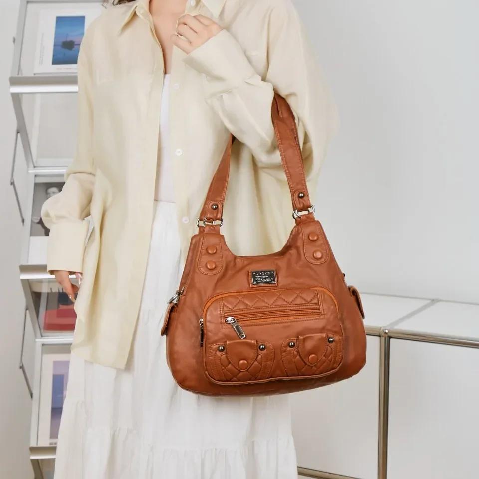 Luxury designer crossbody large capacity shoulder bag for ladies soft leather fashionable brand messenger bags