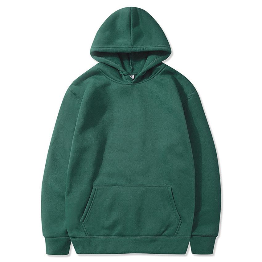 Unisex Fleece-Lined Thick Hooded Jacket - Solid Color, Trendy Autumn/Winter Style, Custom Logo Printing