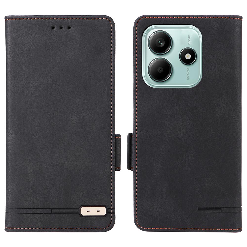 For Xiaomi Redmi Note 14 4G (163.25mm) Case Leather Wallet Flip Phone Cover with Hardware Decor
