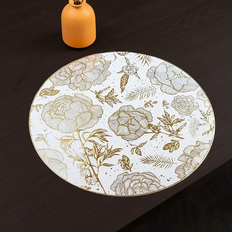 PVC Blumen Platzset Bunter Floraler Untersetzer Hitzebeständige Matte Hochzeitsfeier Deko Heimküche Esstisch Dekoration