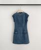 Baseukala Cap Sleeve Denim Mini Dress