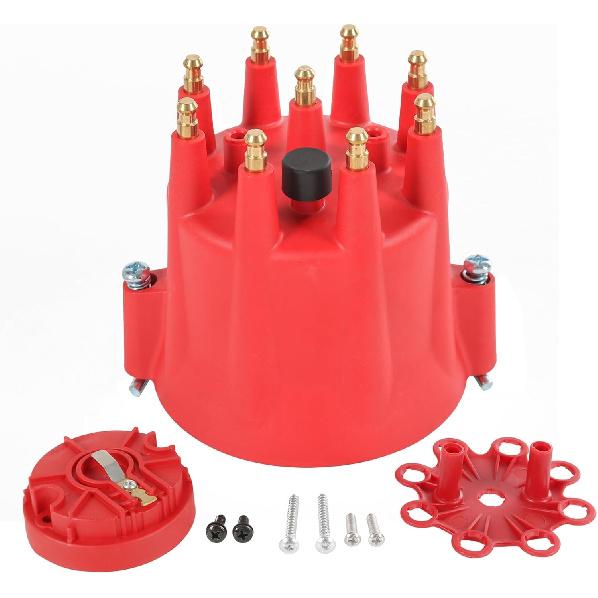 HEI Distributor Cap and Rotor Kit 84335 Replacement For Pro Billet Distributor Universal 8-Cylinder Male Pro Series Red