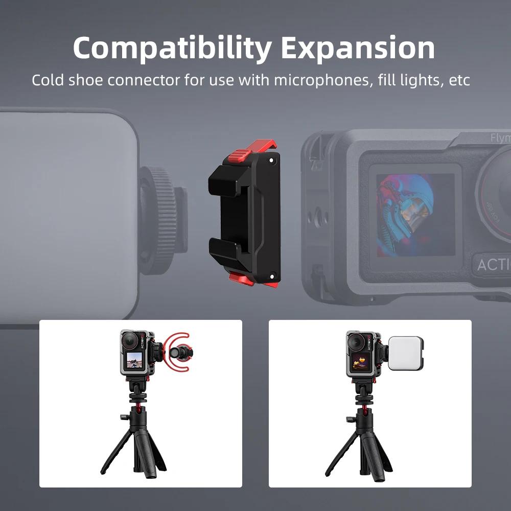 Flymile Camera Adapter Base for DJI Osmo Action 5 Pro/4/3 Magnetic Cold Shoe Gimbal Quick Mount Accessories