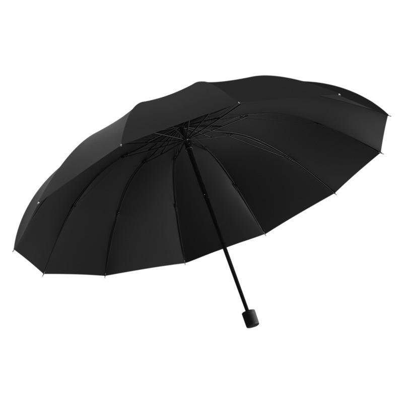 Manual Folding Umbrella 12 Ribs Extra Large Men Women Double Size Sun Rain Dual Use Windproof Umbrella for Outdoor Protection