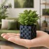 Pixel Cube Decor 3D Printed Planter, Grid Spliced Decor, Retro Geometric Ornament, Matte Minimalist Desk Decoration Breathable Structure, Compact