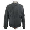 USED/Japan Lamb Leather Wool Full Zip Blouson Outer L Black Ribbed Cuffs Partial Side Pockets